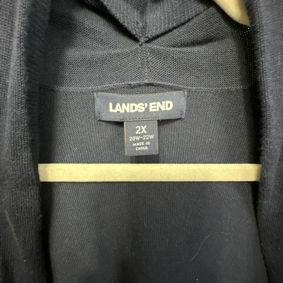 Lands End Cardigan Sweater Womens 2X Navy Open Front Duster Lightweight Pockets - Picture 3 of 9